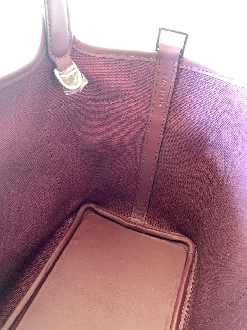 パープル 高級本革 キャンバス トリヨン バケツ キューブバッグ PM