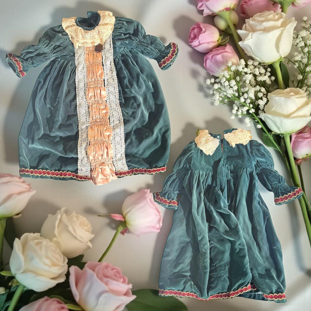 焼きみかん ビスクドール アーテー グリーン ピンク ロングドレス ボネ