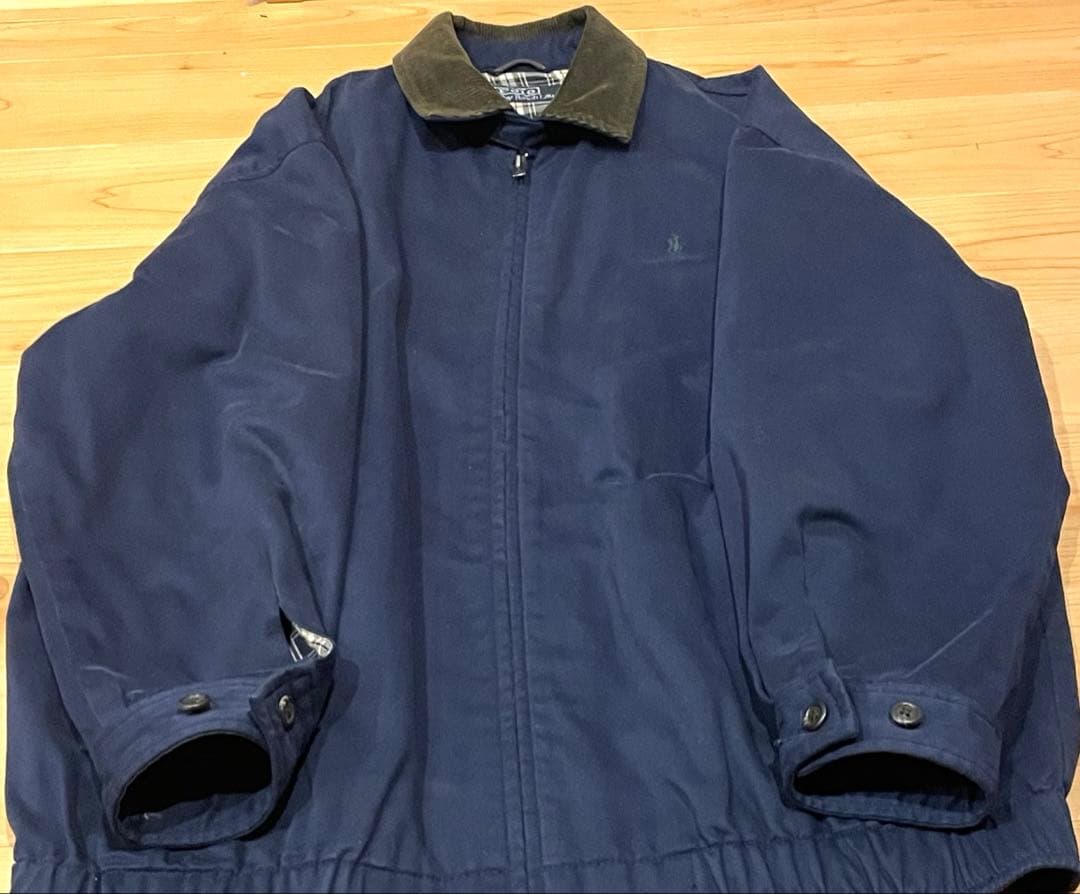 極上✨90s ラルフローレン スイングトップ 襟コーデュロイ ネイビー