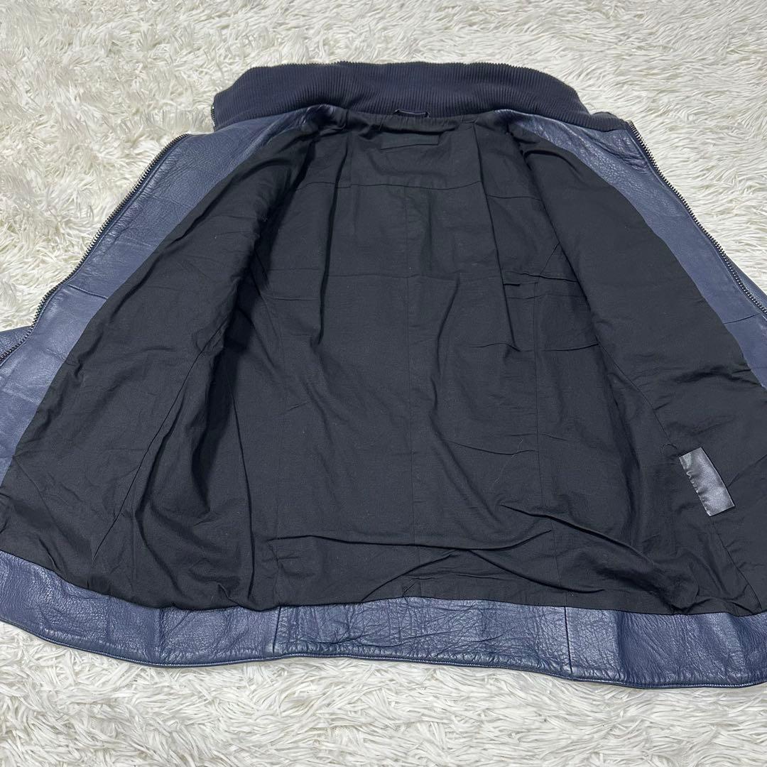 極美品✨レザー　インナーライダースジャケット　紺　M junhashimoto