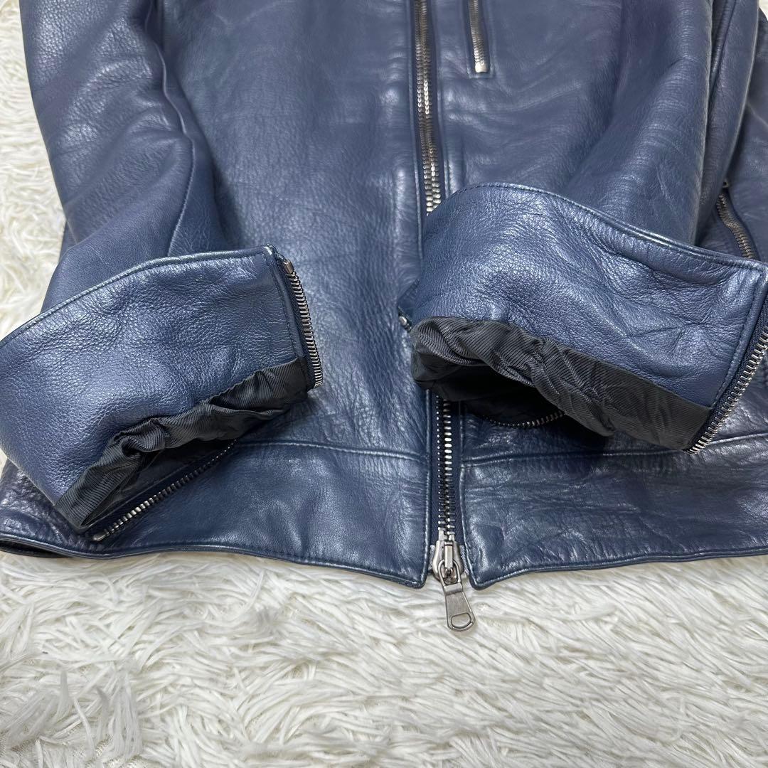 極美品✨レザー　インナーライダースジャケット　紺　M junhashimoto