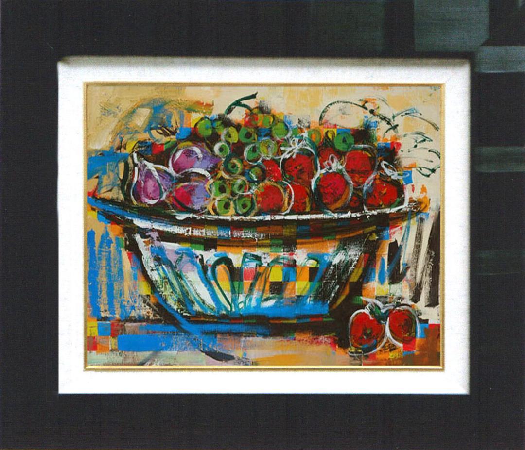 油絵 菅家令子 絵 絵画 インテリア 額付(黒) uF6-120209 果物