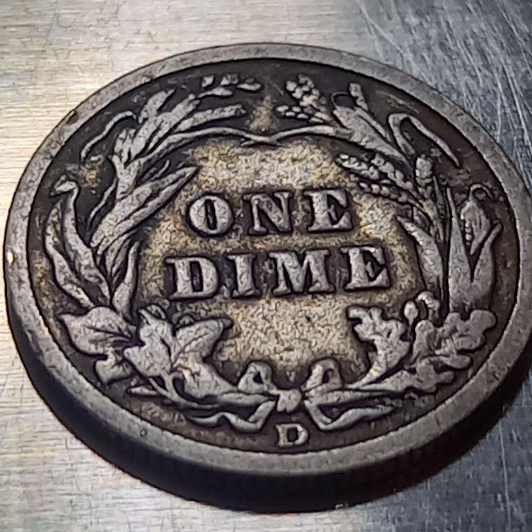 レア 銀貨 1914年 アメリカ 1ダイム バーバー ミントD