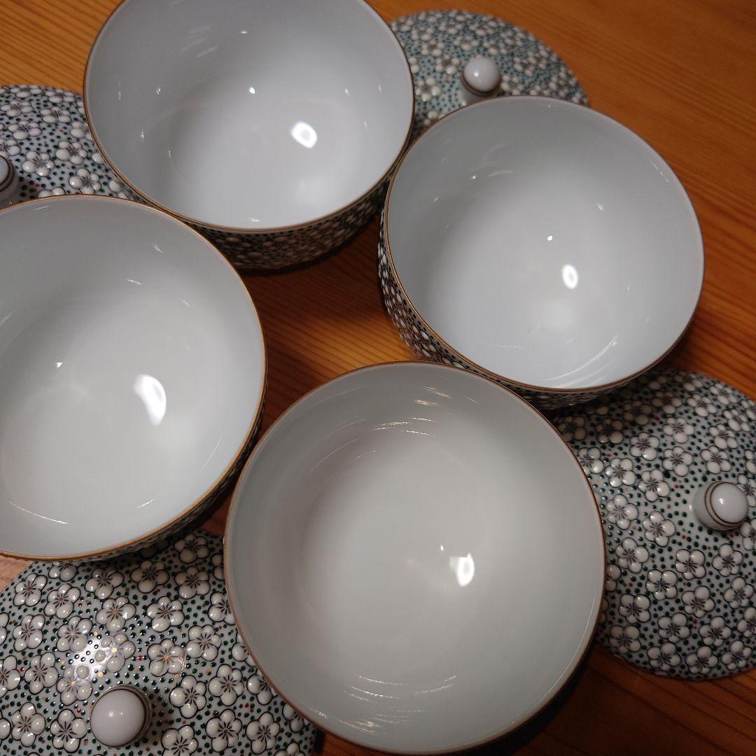 雅秀作 浦川雅秀 有田焼 玉彩 梅詰 茶器揃 急須 蓋付湯呑 4客 計 5点