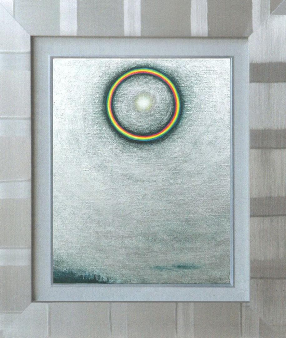 油絵 菅家令子 絵 絵画インテリア額付(黒) F3-S102023 風景祈り希望