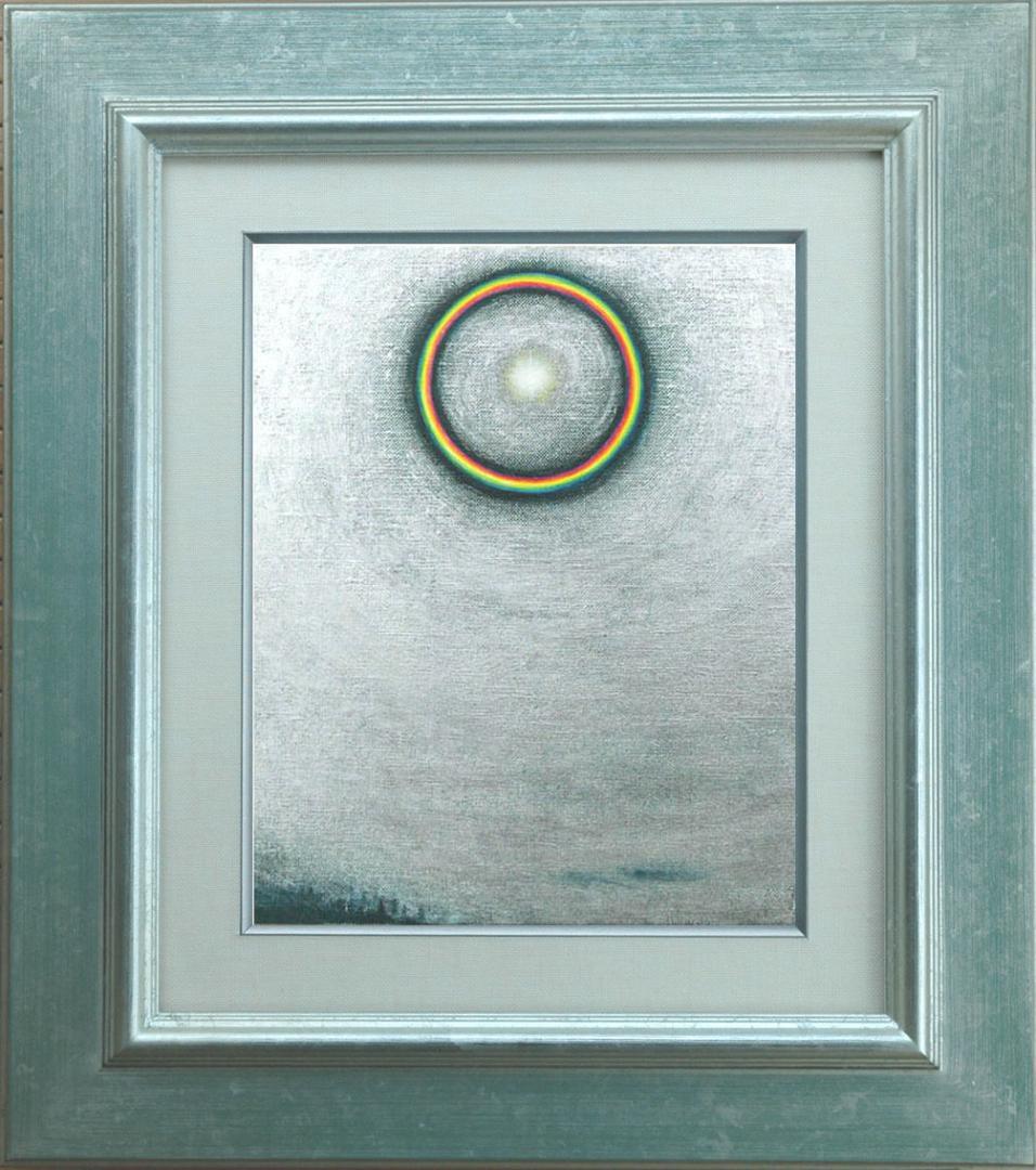 油絵 菅家令子 絵 絵画インテリア額付(黒) F3-S102023 風景祈り希望