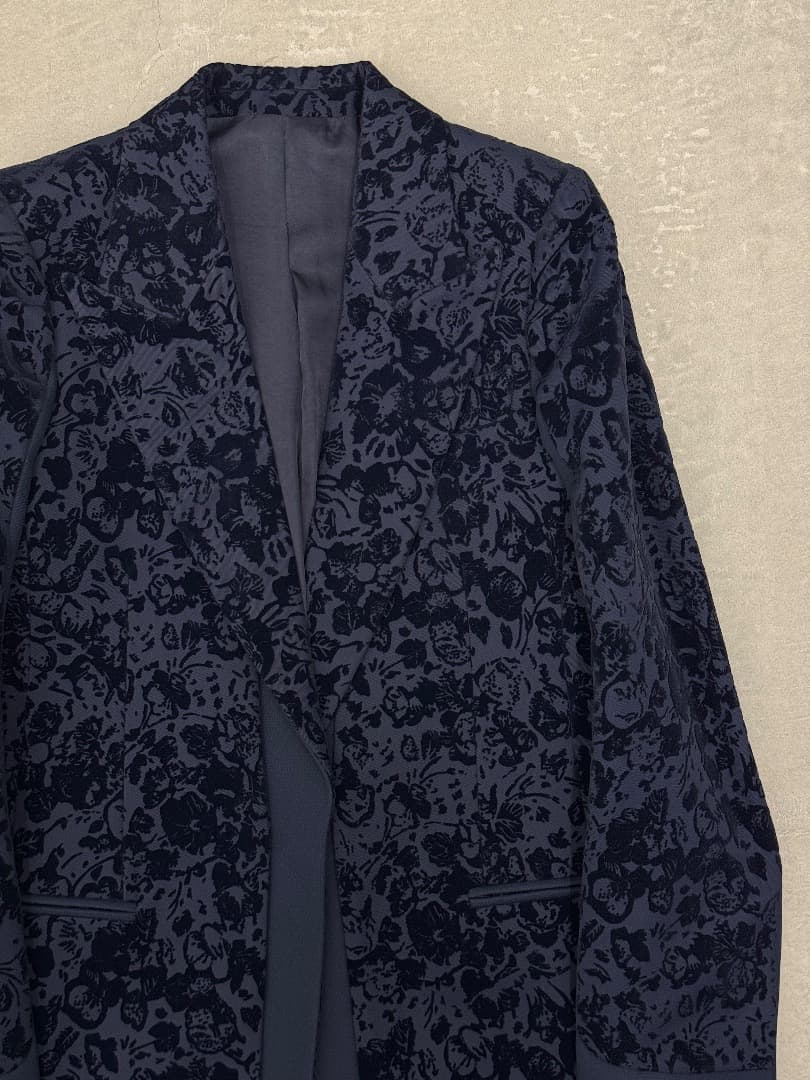 セリーヌ フラワージャガード コート 36 ネイビー CELINE チェスター