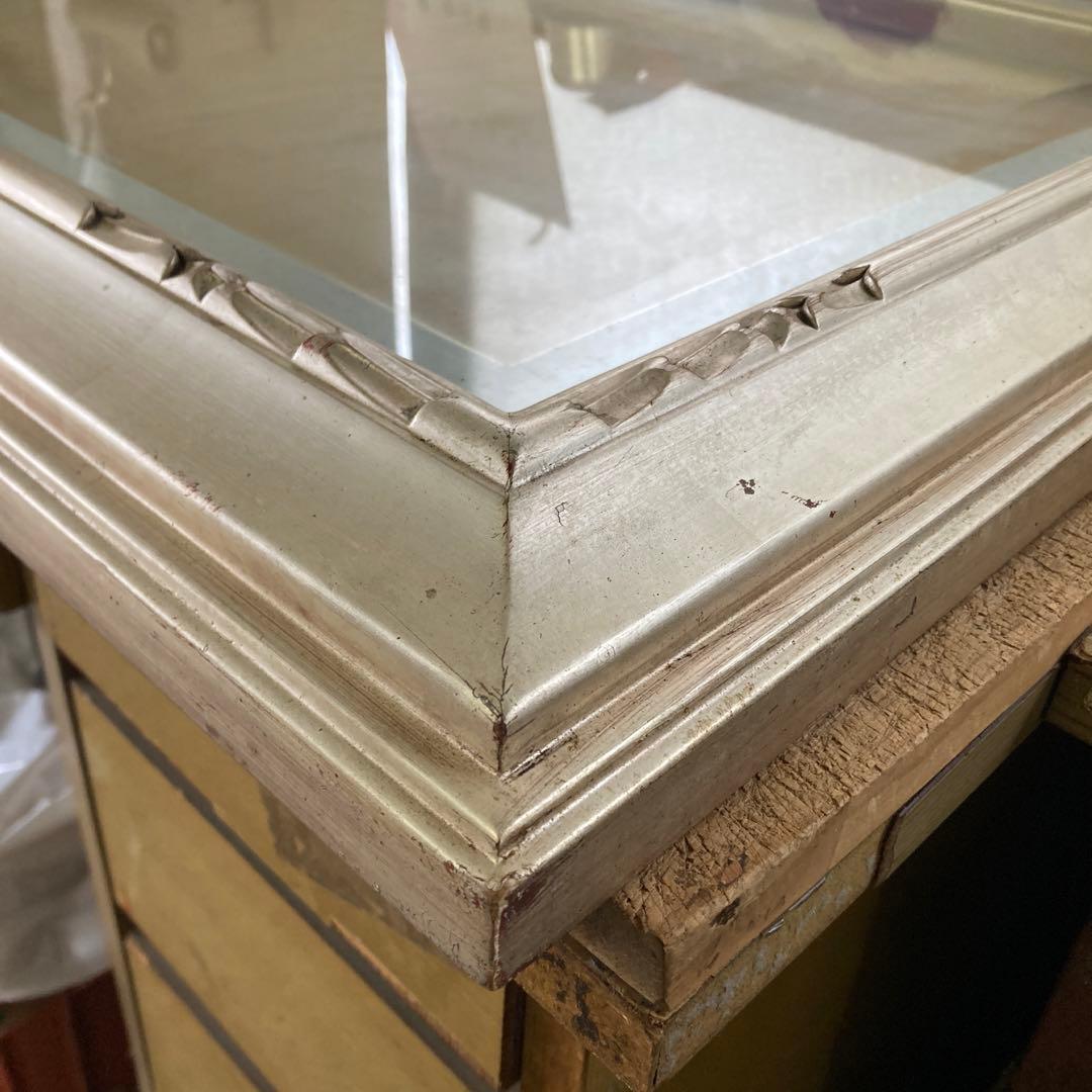 引き取り歓迎 大きい額縁 P20号 シルバーフレーム 銀色 油彩額縁 ガラス