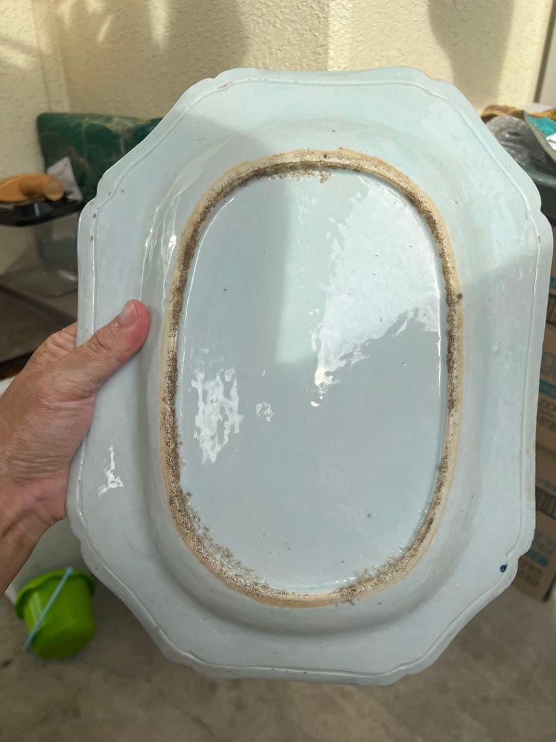 中国清時代骨董の風景画皿　アンティーク