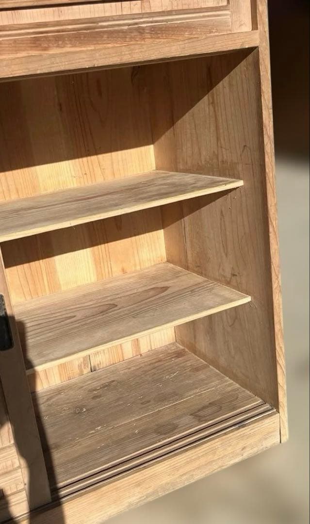 送料込　昭和レトロ　古民家　木製下駄箱　棚　引き戸　キャビネット　アンティーク