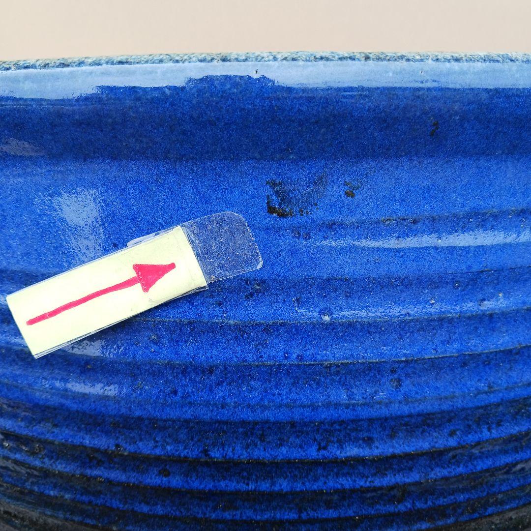 新品　∅50　陶器　睡蓮鉢　特大　難有　メダカ鉢　手造り　青＆緑色　高級　LLB