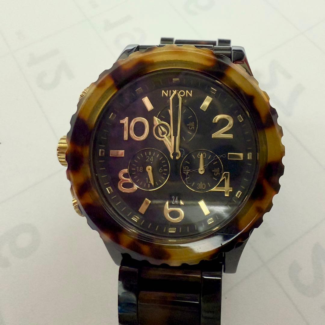 【美品/電池交換済/箱付】 NIXON 腕時計 べっ甲 クロノグラフ 値下げ