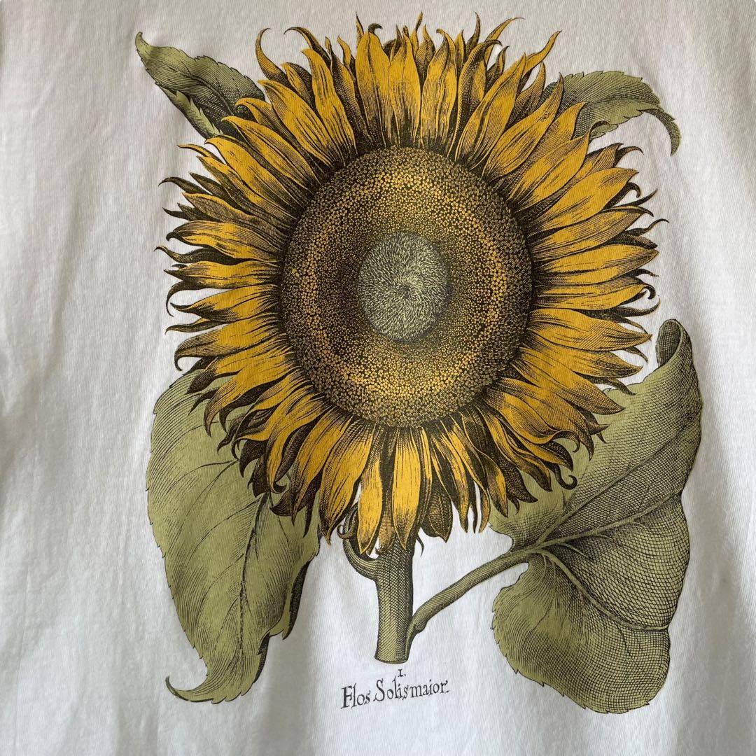 90s flos solis maior Tシャツ アート 向日葵 白 S