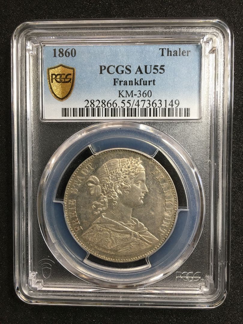 1860年 Frankfurt Thaler PCGS AU55 女神
