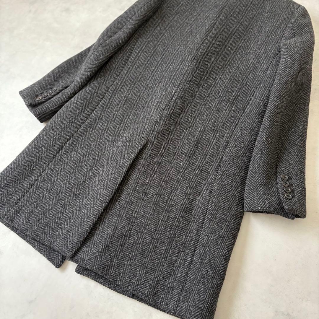 マーガレットハウエル ヘリンボーン ウールコート グレー Ⅱ 比翼ボタン