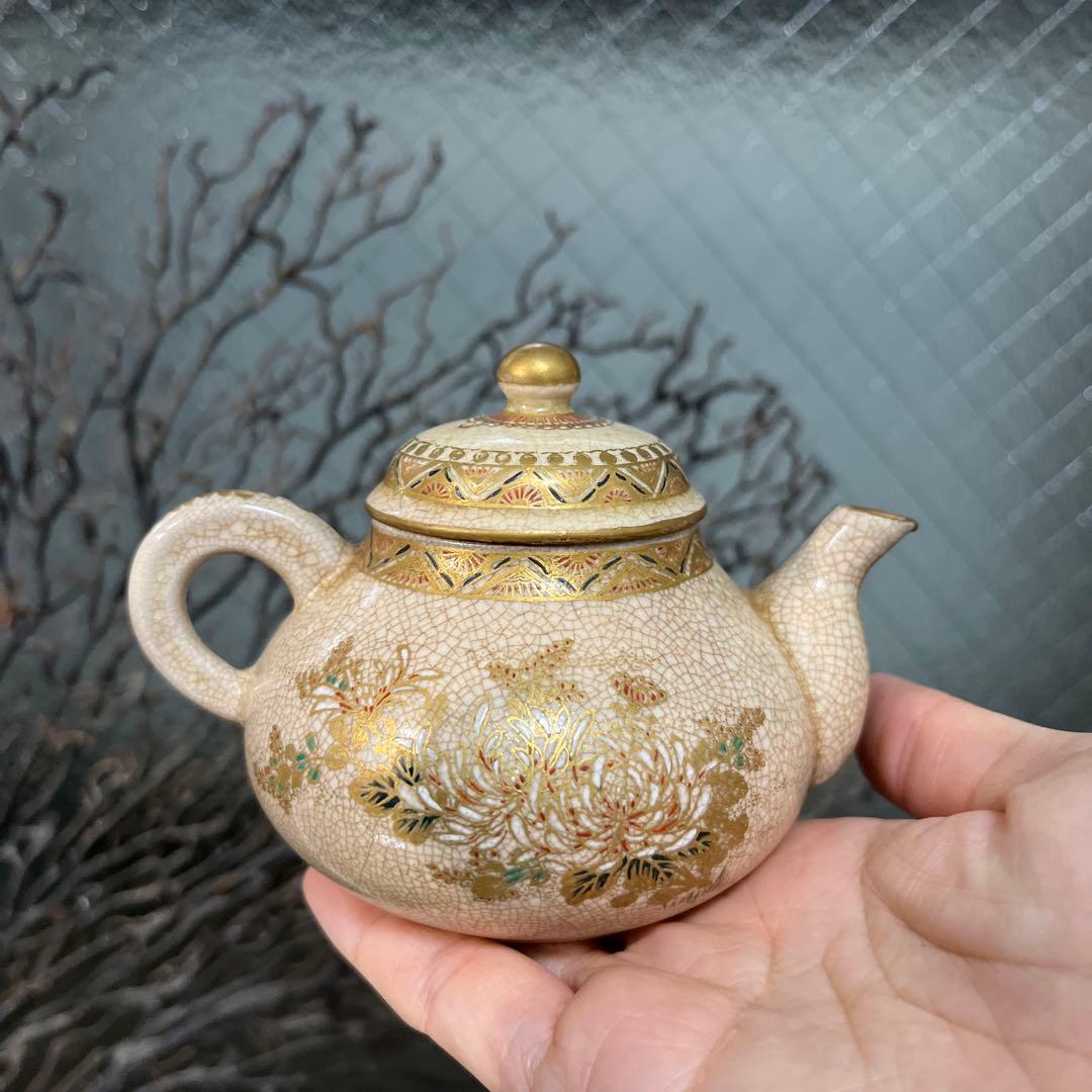 骨董　古薩摩　薩摩焼　精密絵付け　画作品　急須　茶器　湯呑み　各１客２種