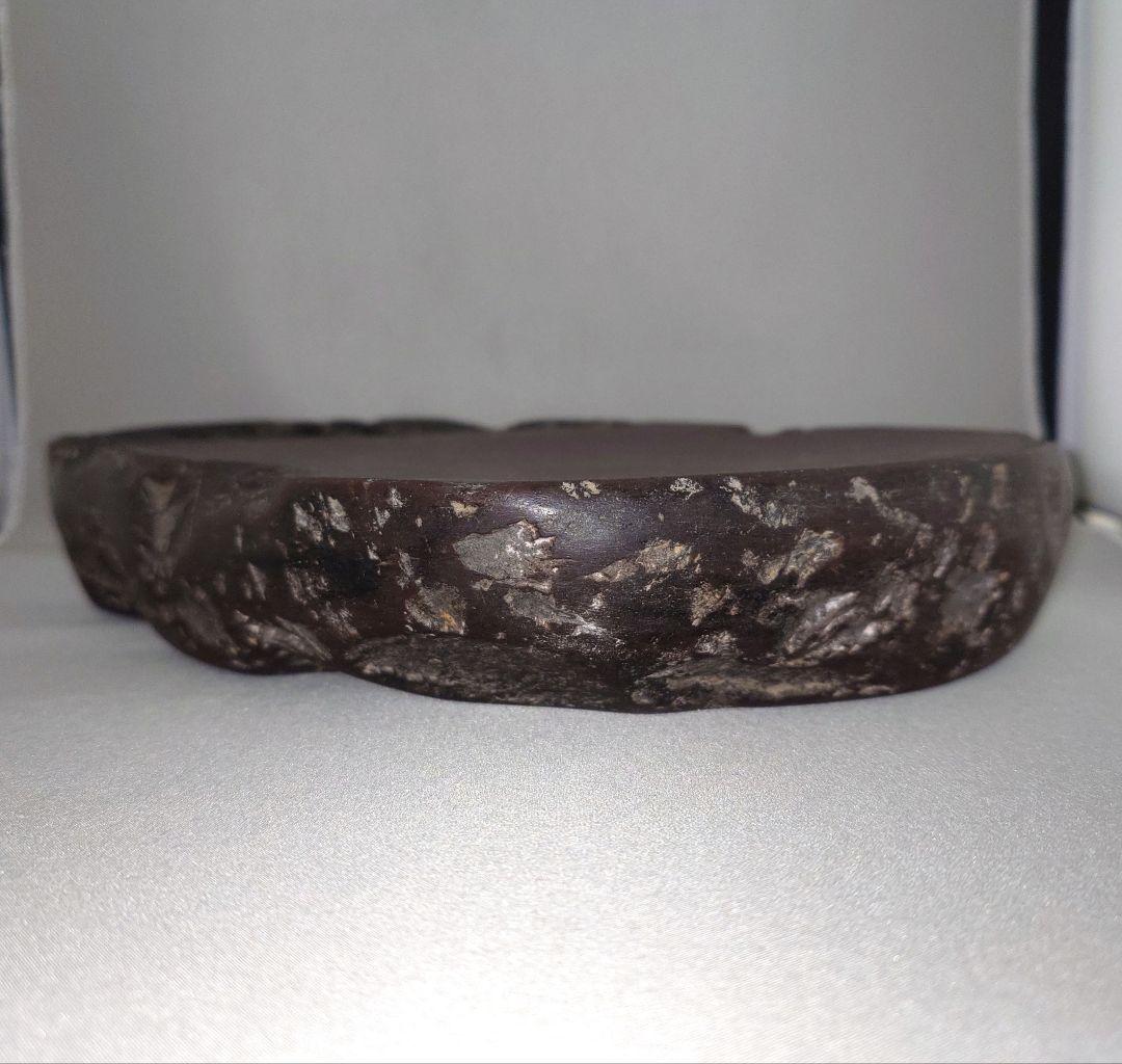 清朝期　旧宋坑『端渓三脚蟾蜍紋硯』 大型4.6㎏　馬肝色　四大名坑　端石　端硯