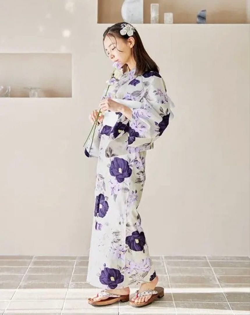 【Dita ディータ】 京のはんなり椿 浴衣・帯・下駄・腰ひも セット 花柄