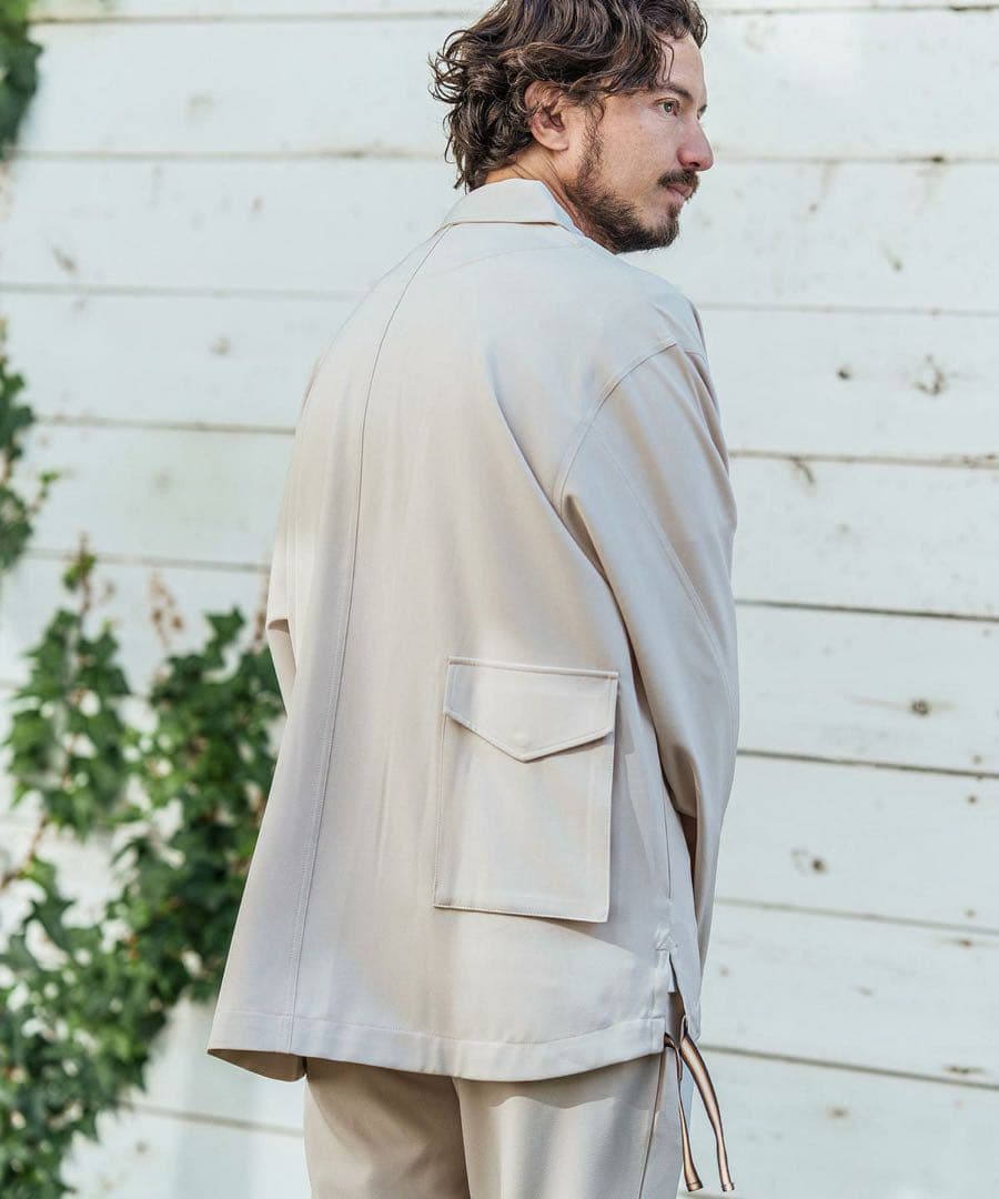 ストレッチツイル/グログランジャケット M グレージュ