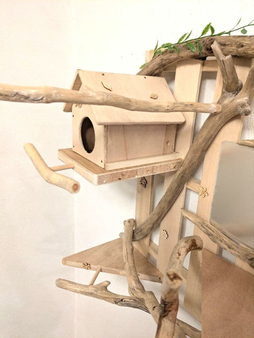 バードアスレチック　流木　壁掛け 止まり木 36バードトイ　バードジム