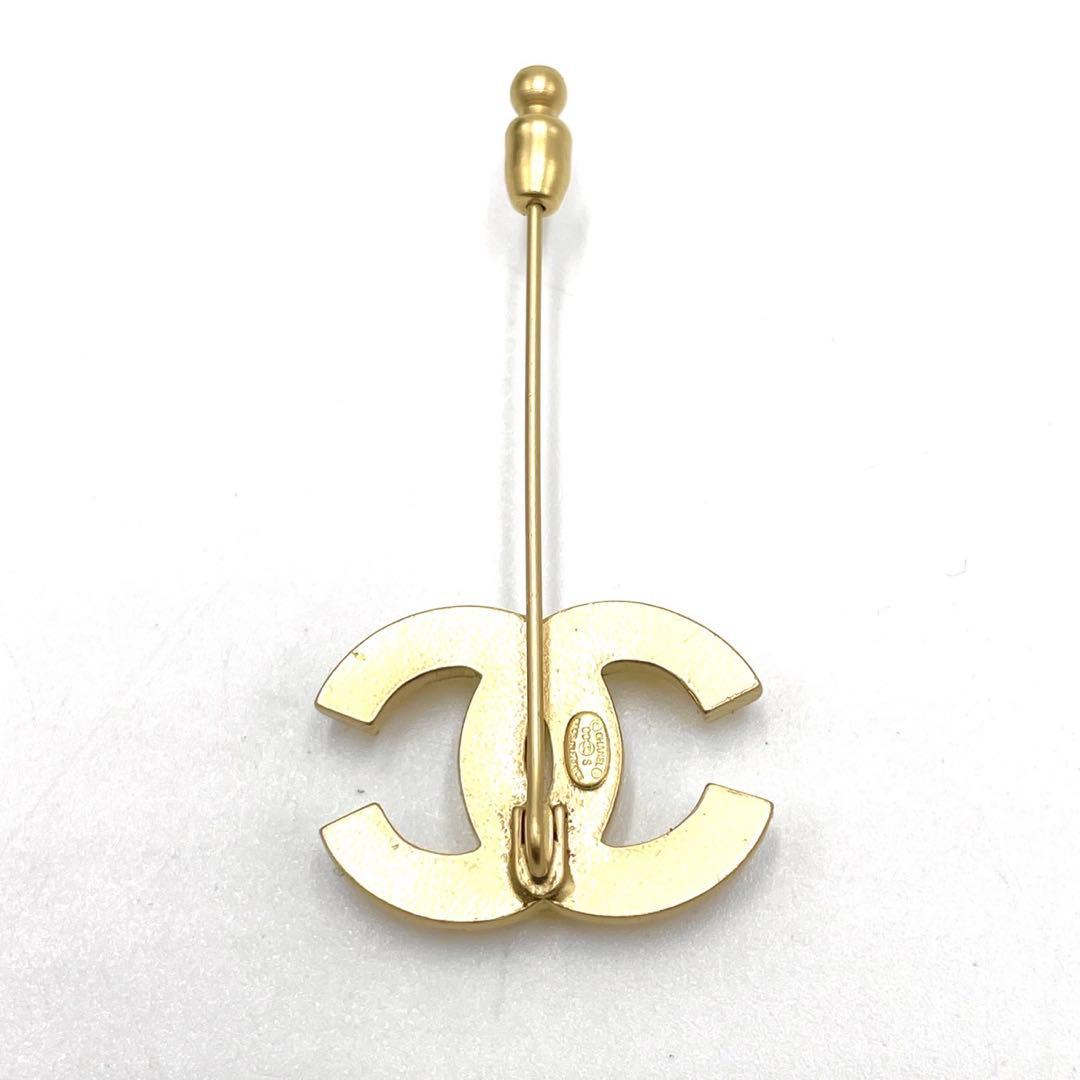 【美品】CHANEL ココマーク パール ピン ブローチ ゴールド 00S