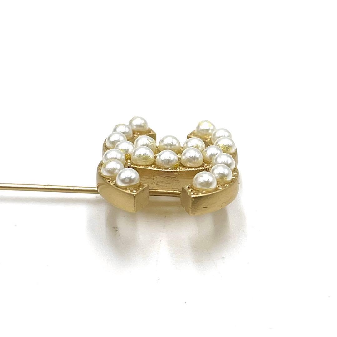 【美品】CHANEL ココマーク パール ピン ブローチ ゴールド 00S