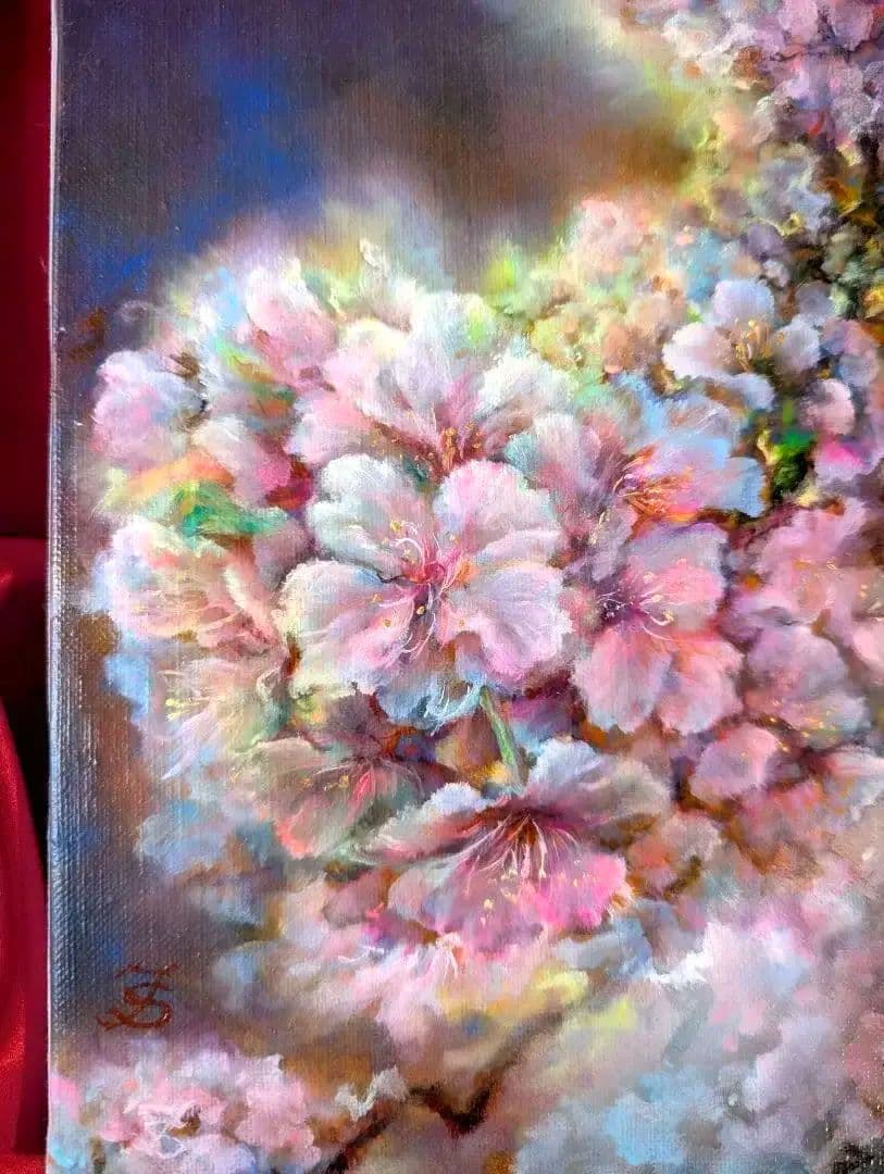 「光を纏う河津桜」SMキャンバス　風景画　画家painterTMK本人出品