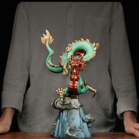 定価１９万　中国、工芸品　四季龍神　置物　風水　強運、豪運　金属　龍神　置物