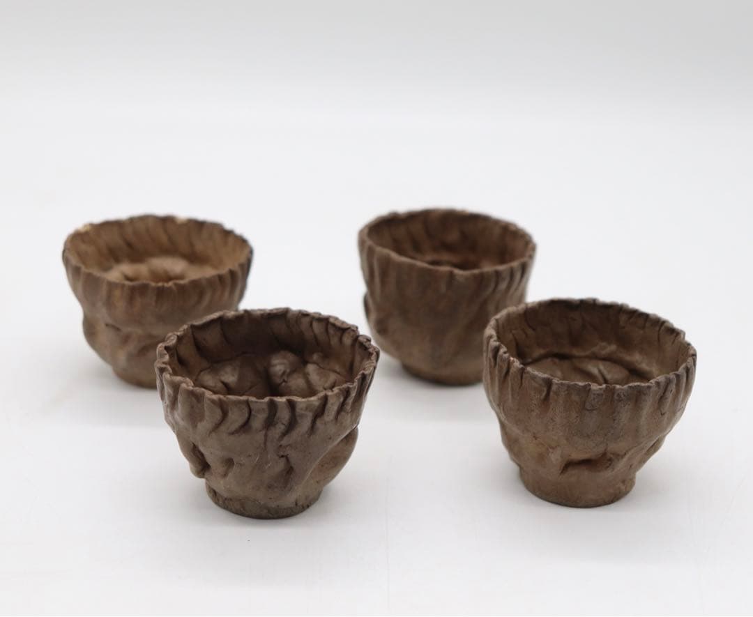 時代　手捏　湯呑み4点　茶器　送料込み0530