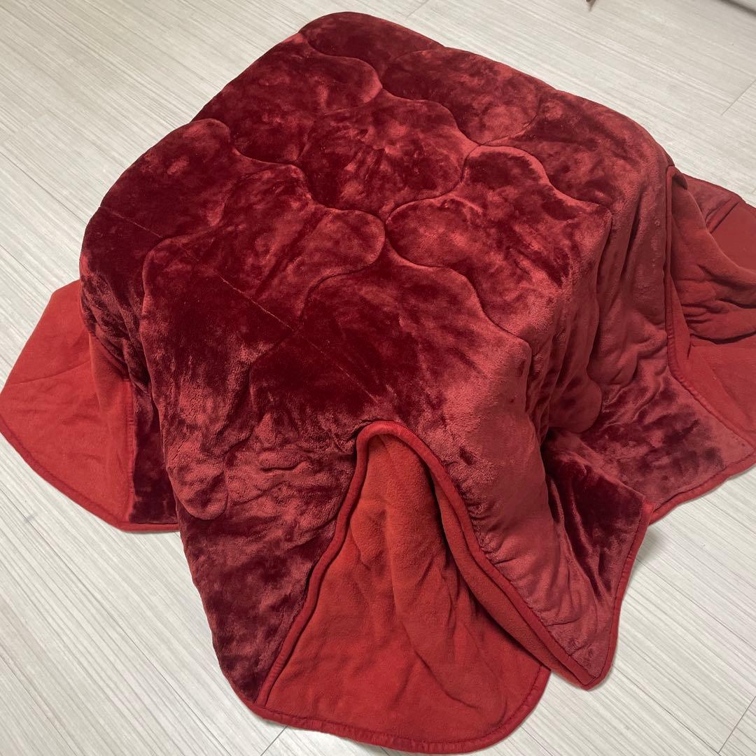 一人用こたつ フラットヒーター リバーシブルこたつ布団付き　レッド＆ブラウン