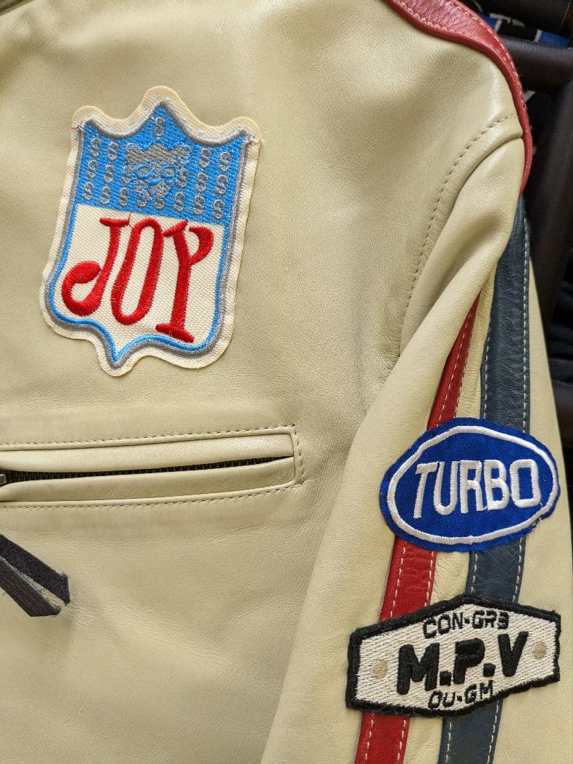 ま*。様 リューグーレザー☆馬革ベージュ シングルライダース　脱着可能ライナー付