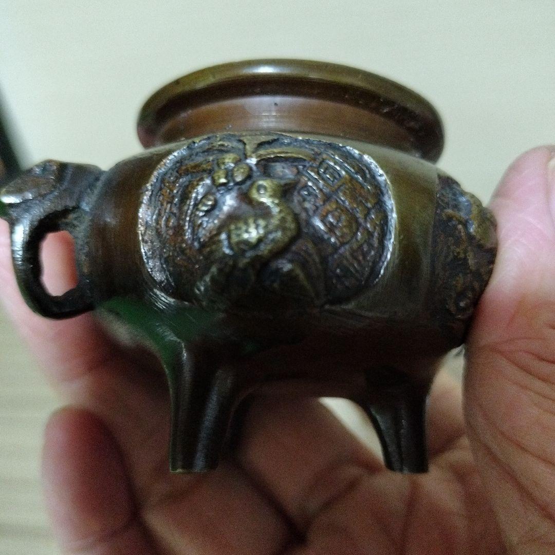 古銅器象香炉 アンティーク 年代物 2点 台座付き
