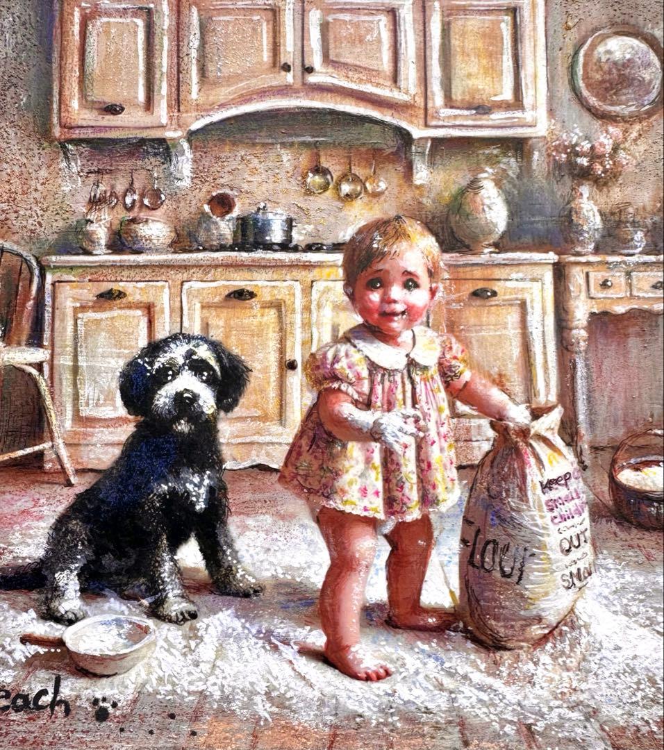 絵画原画《Curious Flour 》 toddler mischief 2