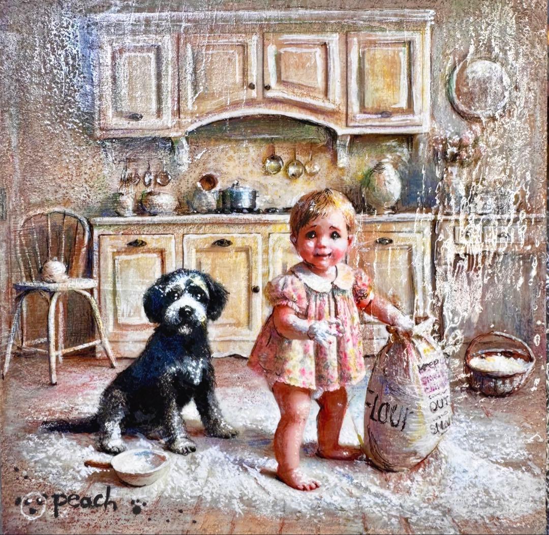 絵画原画《Curious Flour 》 toddler mischief 2