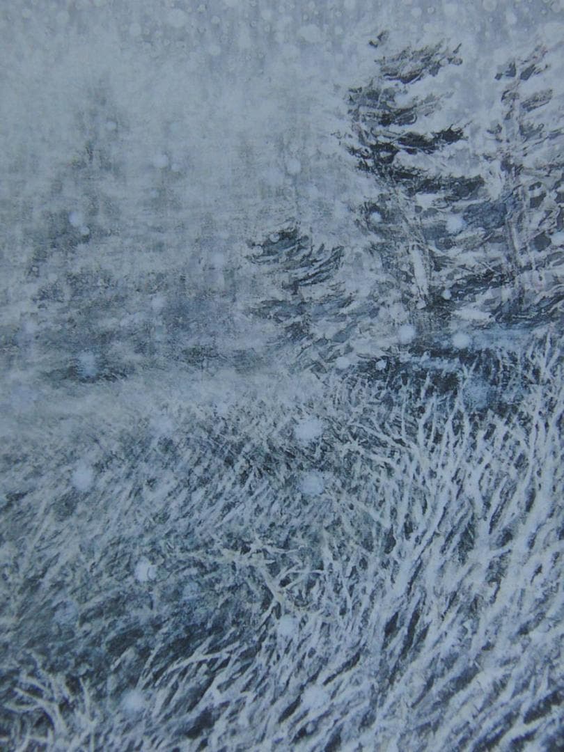 小柳種世、【初雪】、希少な額装用画集より、新品額装付、状態良好