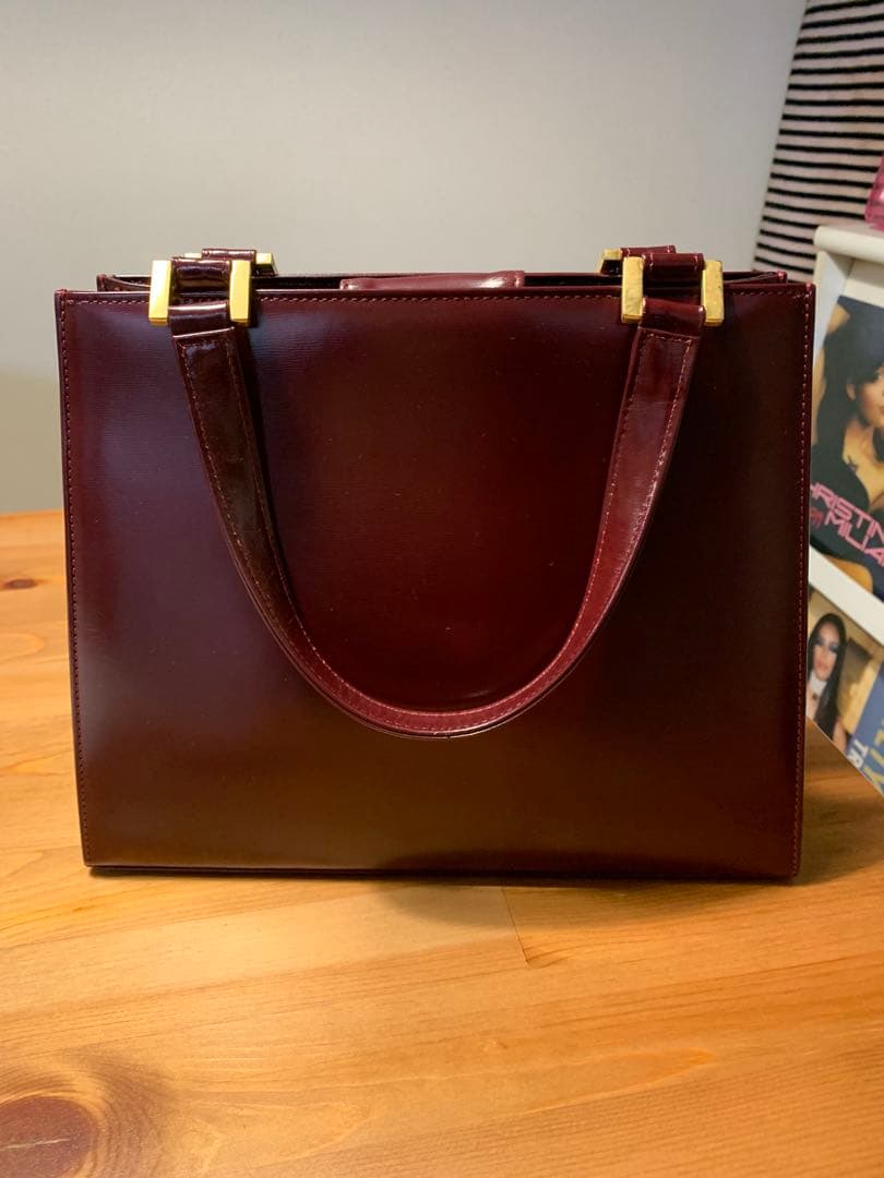 美品 イヴ サンローラン ヴィンテージ YSL バーガンディ レザー