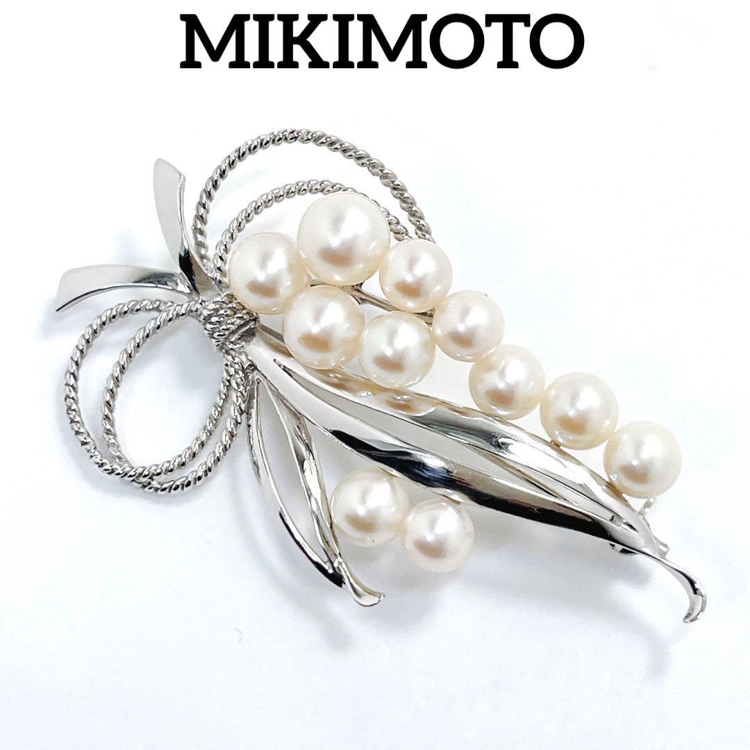 美品✨MIKIMOTO ミキモト パール　11球　ブローチ　コサージュ　リボン
