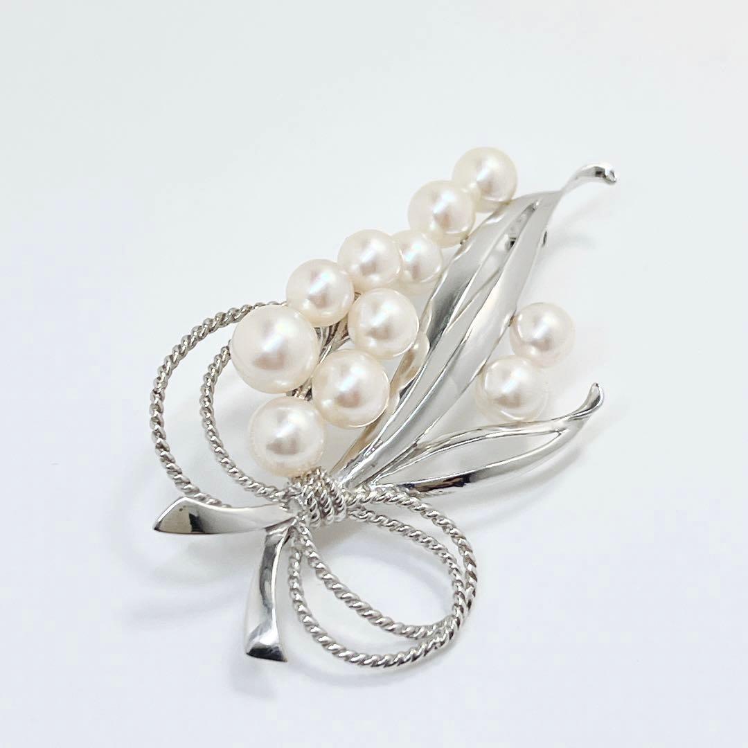 美品✨MIKIMOTO ミキモト パール　11球　ブローチ　コサージュ　リボン