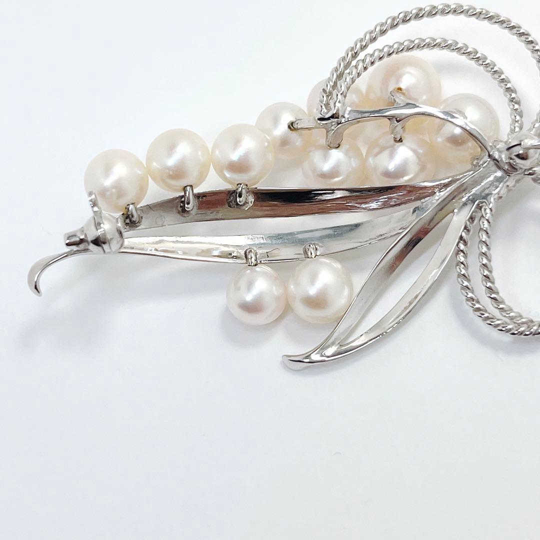 美品✨MIKIMOTO ミキモト パール　11球　ブローチ　コサージュ　リボン