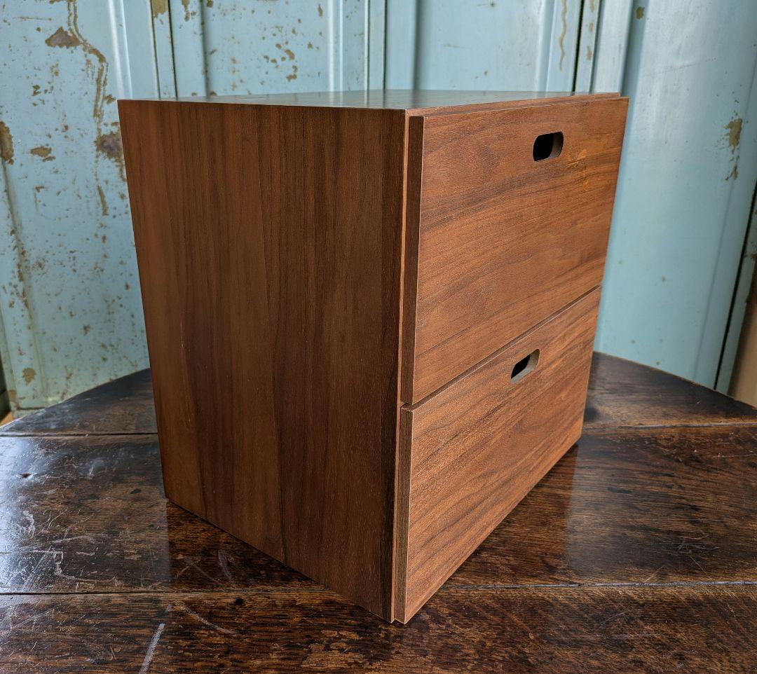 無印良品 スタッキングチェスト 引出し ウォールナット材　2段　棚