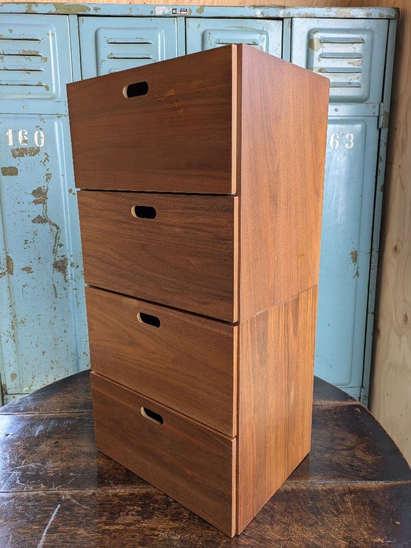 無印良品 スタッキングチェスト 引出し ウォールナット材　2段　棚