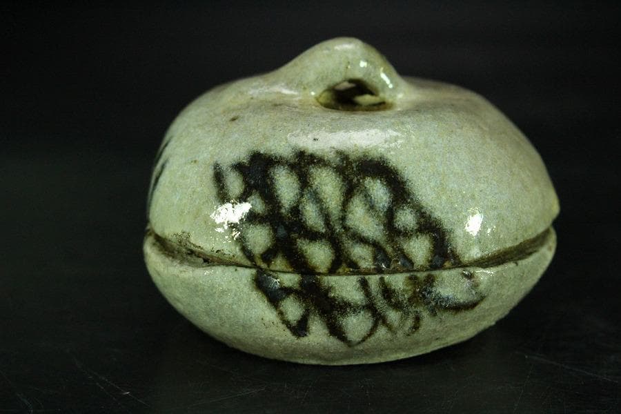 茶道具 古唐津 絵唐津 香合 時代物(K-XA861)