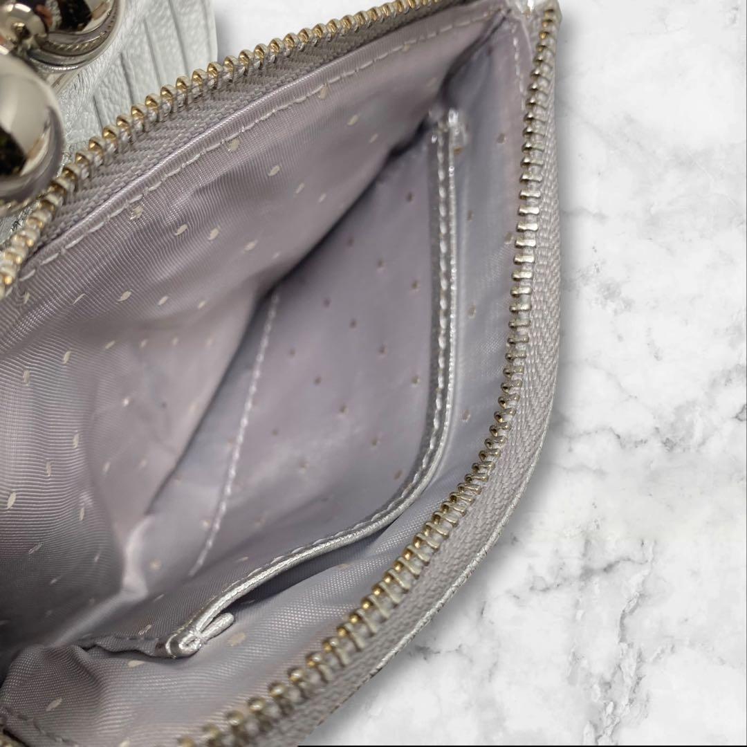 未使用 perche ペルケ マルチスタッズがま口二つ折りウォレット シルバー