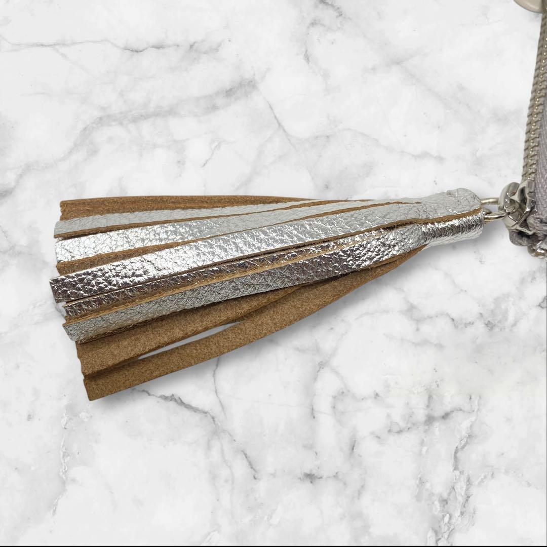 未使用 perche ペルケ マルチスタッズがま口二つ折りウォレット シルバー