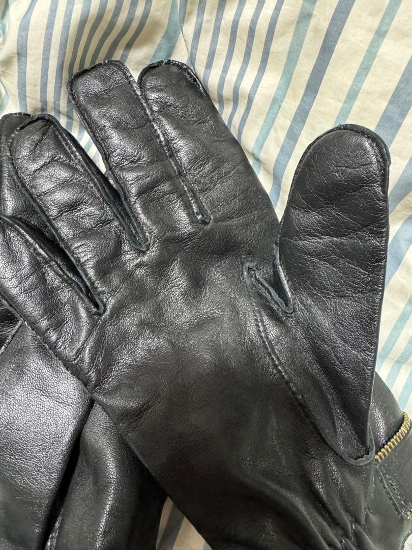 今週いっぱい安く　未使用DENTS レザー ブラック手袋 ジッパー付サイズL