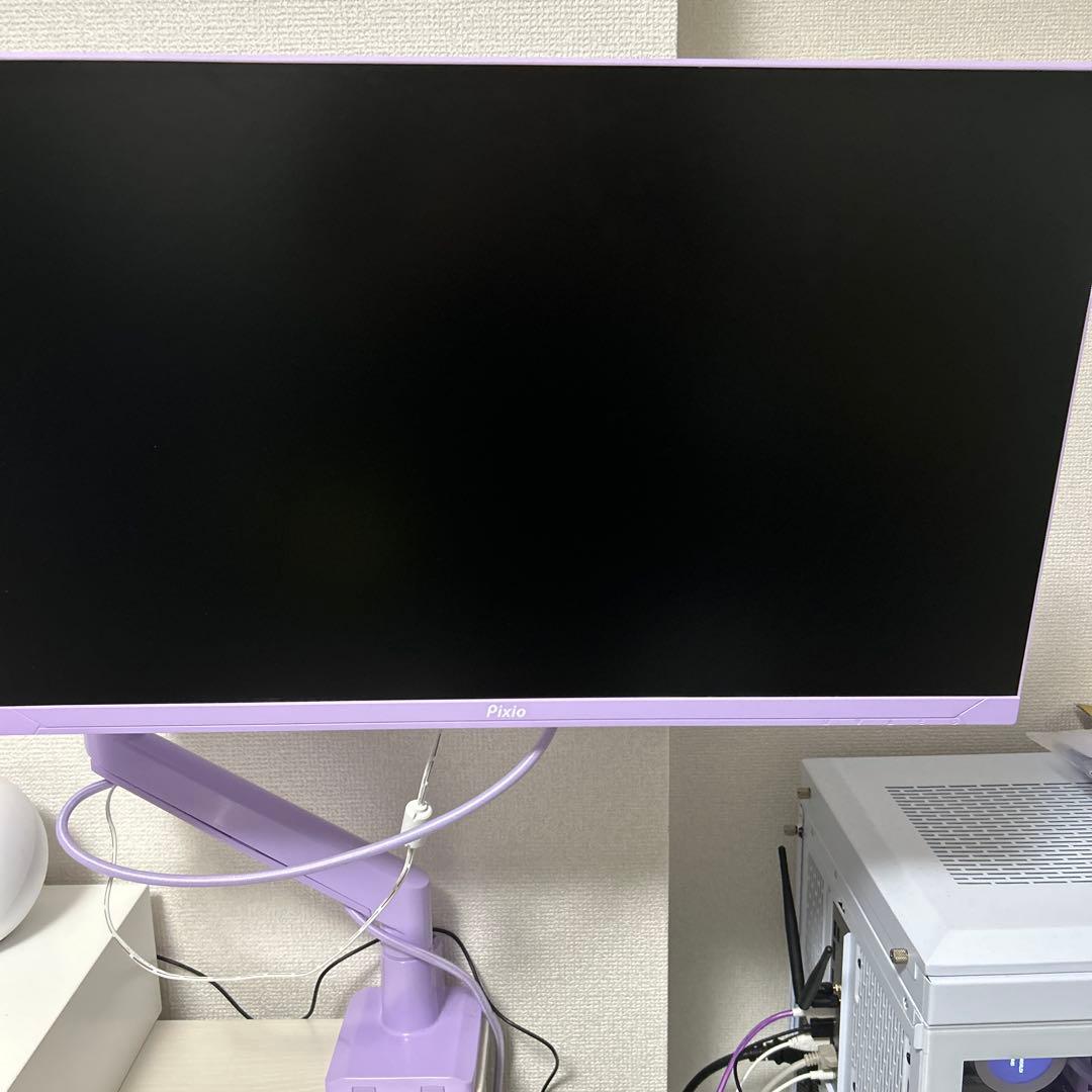 pixio モニター、モニターアーム、HDMIケーブル セット パープル 美品