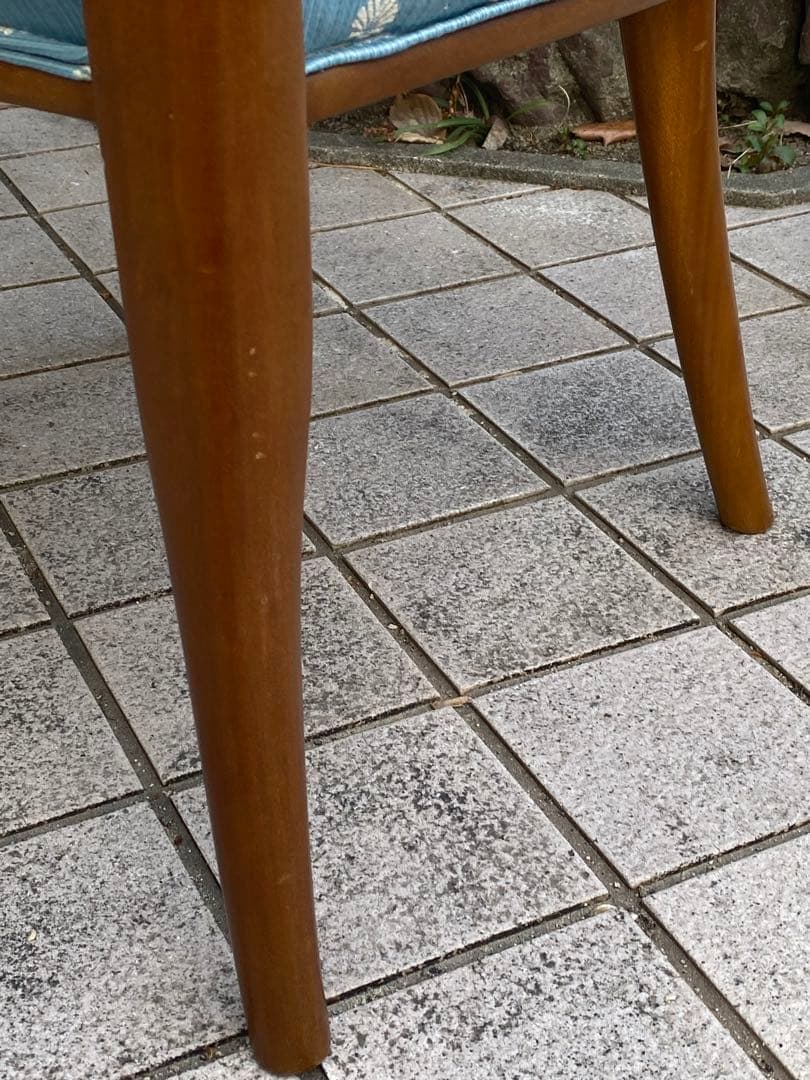 猫脚 ヴィンテージ♦️高級 シングルソファ♦️ダマスク柄♦️上品なくすみブルー♦️送料込