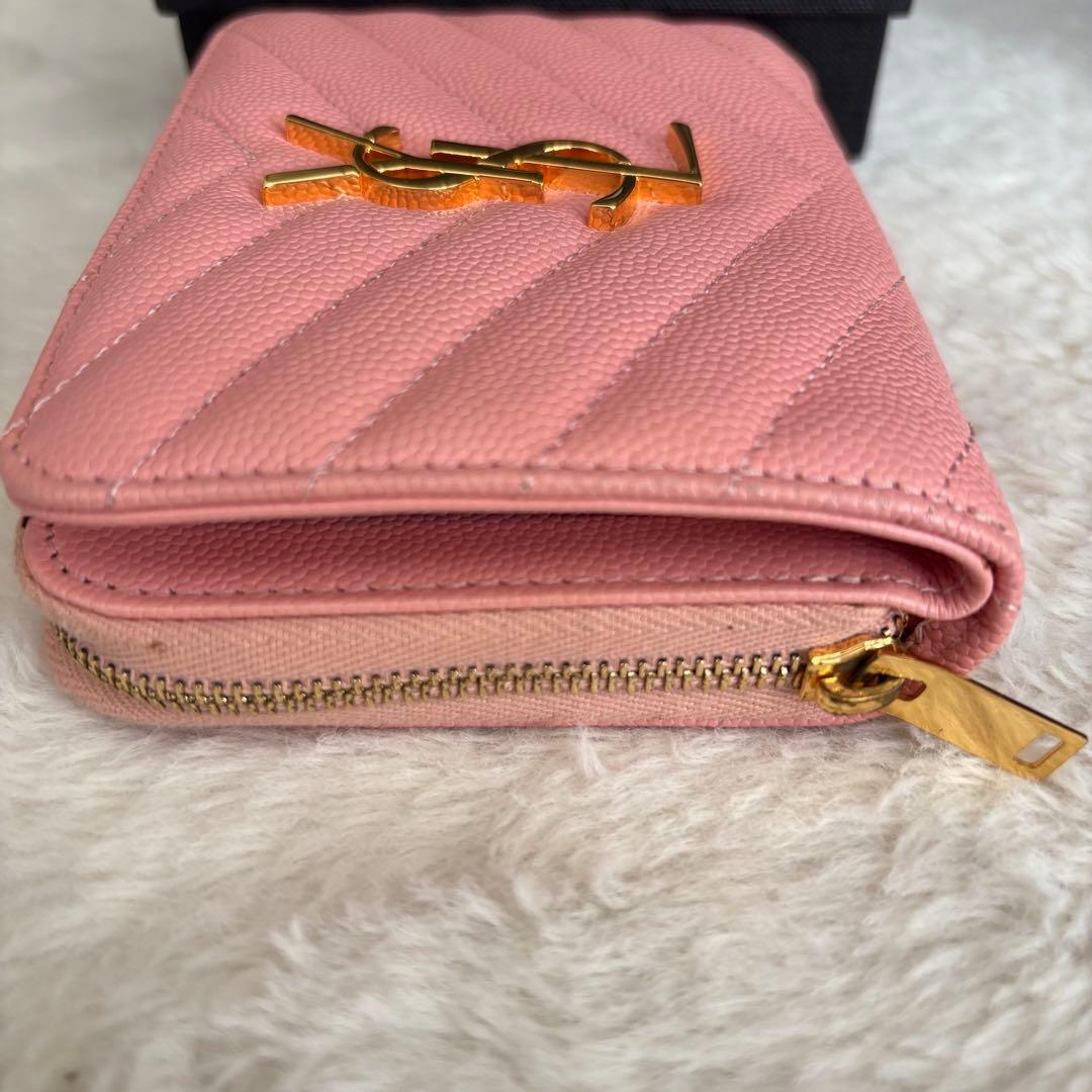 イヴサンローラン YSL 財布 コンパクト ピンク系 レディース