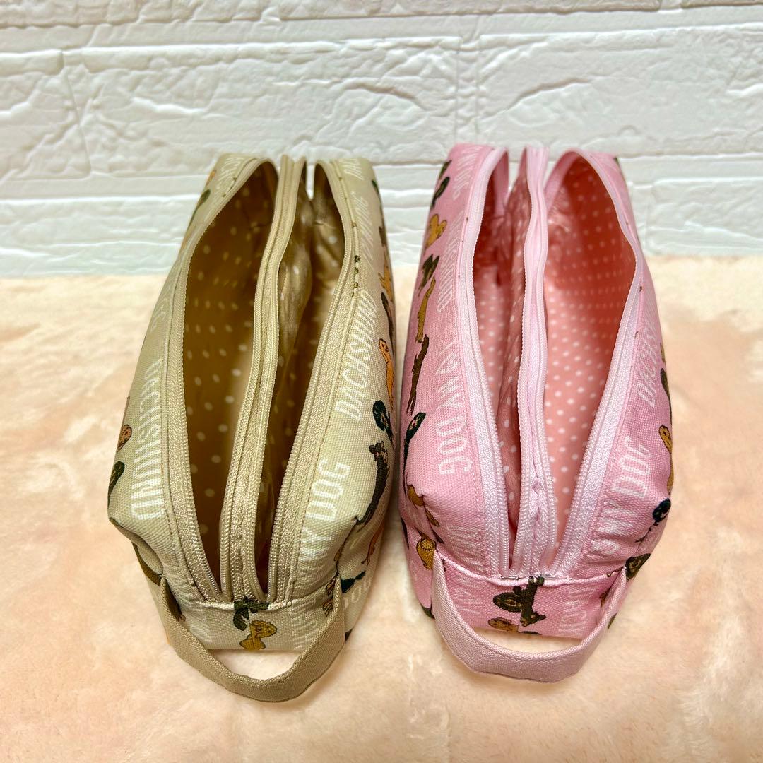 かなみです ダブルファスナーペンケース ダックスフント