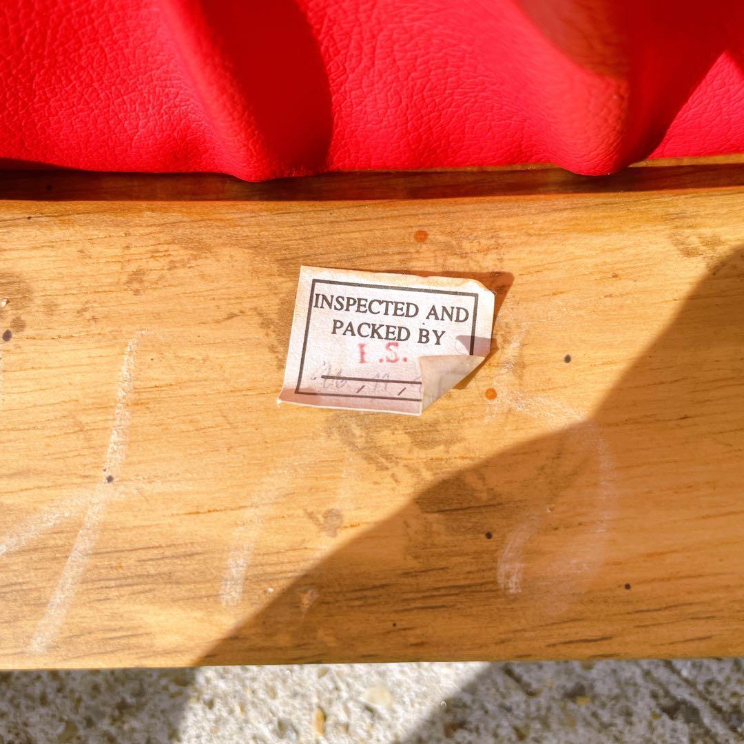 【極美品】フランスアンティーク アームチェア ダイニングチェア 猫脚 赤レザー①